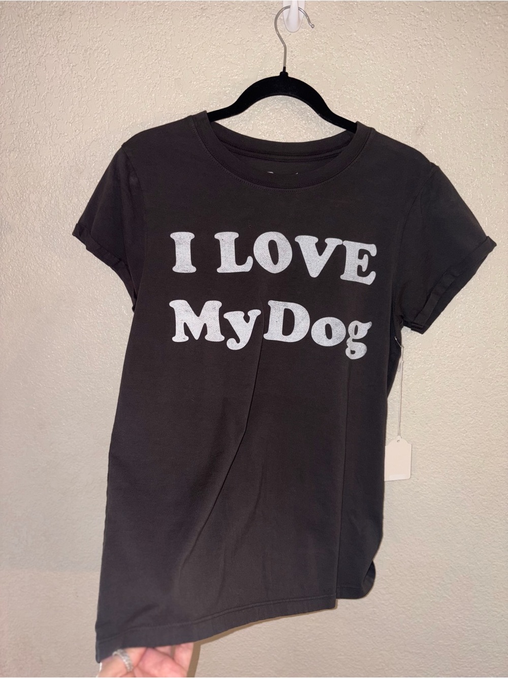 ❤️🐶NWT Recycled Karma "I LOVE MY Dog Graphic Tee" Dark Gray🩶w/ White🤍Font SMALL - Picture 7 of 9